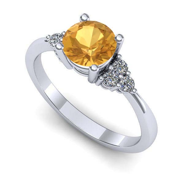 Inel de logodna din aur alb cu citrin