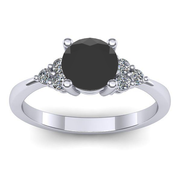 Inel cu diamant negru rotund