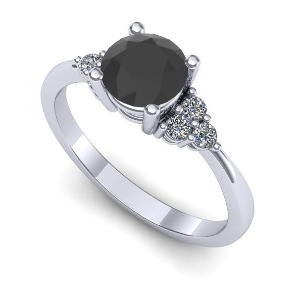 Inel logodna din aur alb cu diamant negru