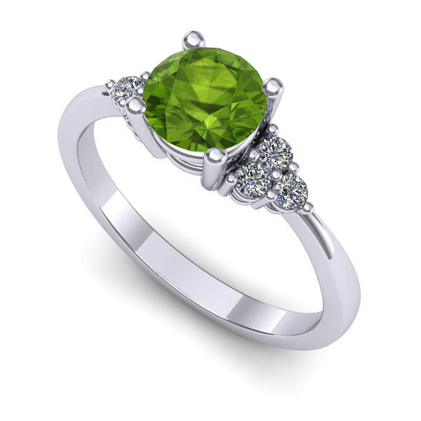 Inel logodna din aur alb cu peridot