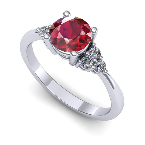 Inel logodna din aur alb cu rubin
