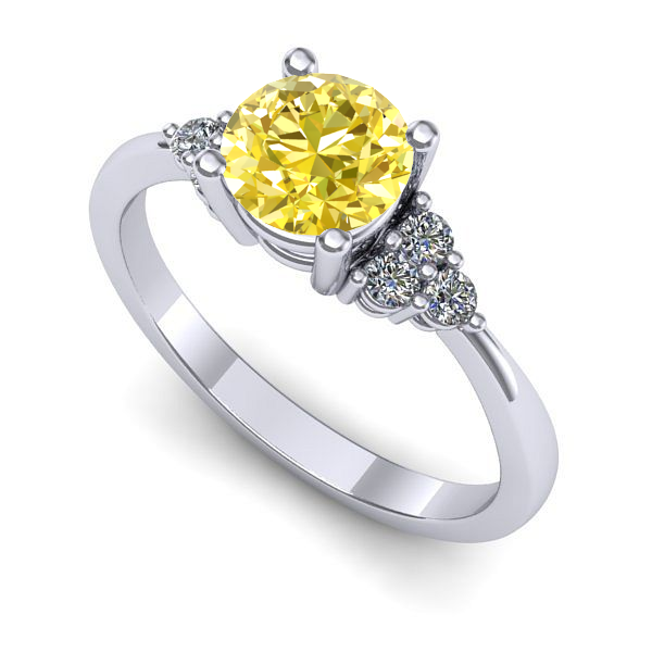 Inel logodna din aur alb cu safir galben