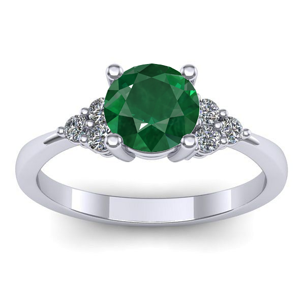 Inel de logodna cu smarald rotund