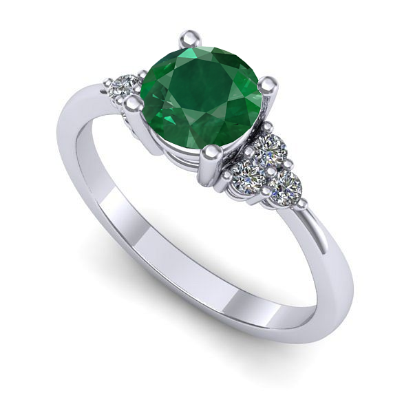 Inel din aur alb cu smarald