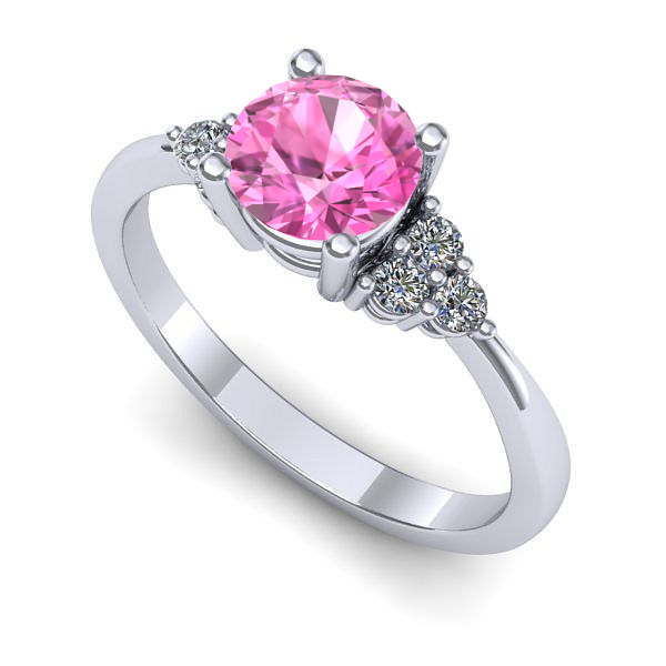 Inel de logodna din aur alb cu safir roz