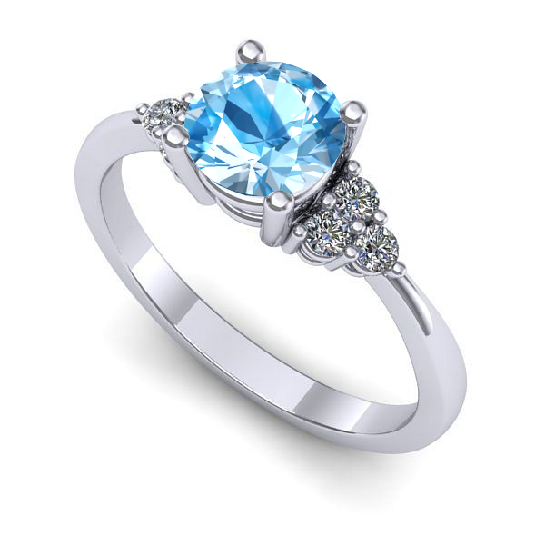 Inel de logodna din aur alb cu topaz blue