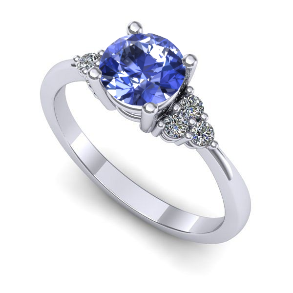 Inel logodna din aur alb cu tanzanit