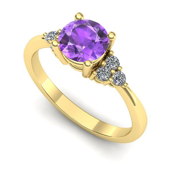Inel logodna din aur galben cu ametist