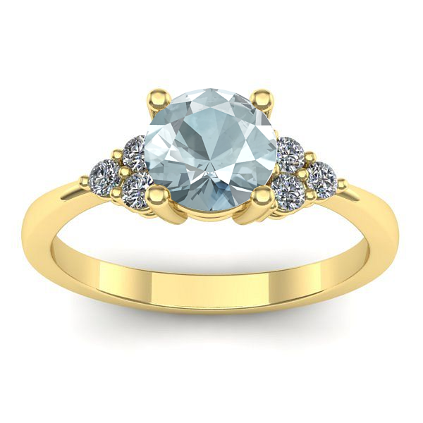 Inel logodna cu aquamarin rotund