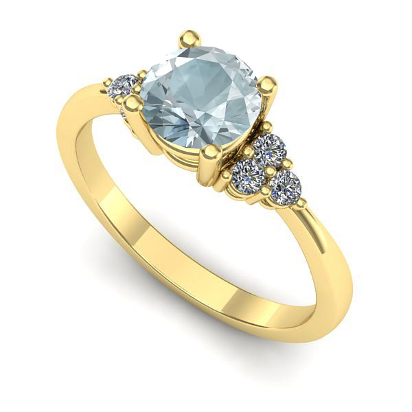 Inel logodna din aur galben cu aquamarin