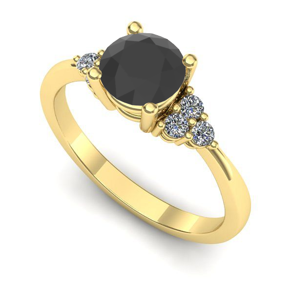 Inel din aur galben cu diamant negru