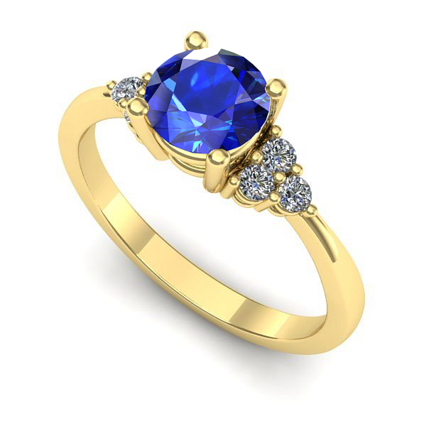 Inel logodna din aur galben cu safir