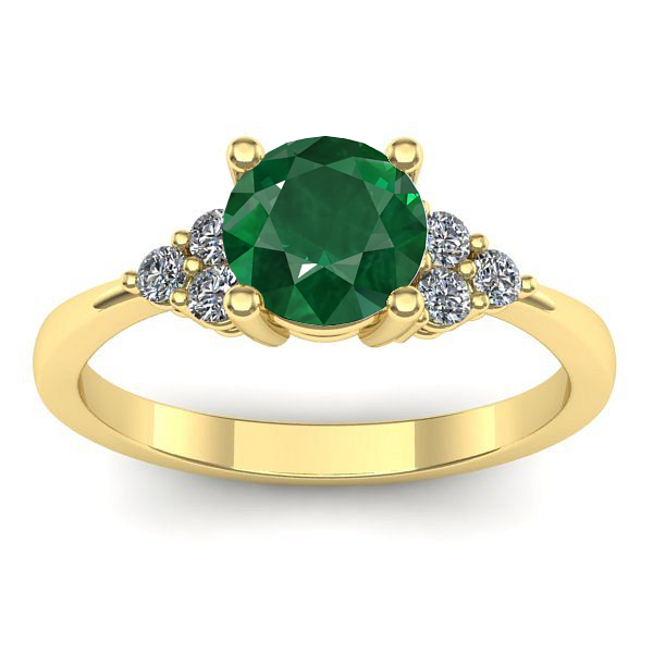 Inel logodna cu smarald rotund