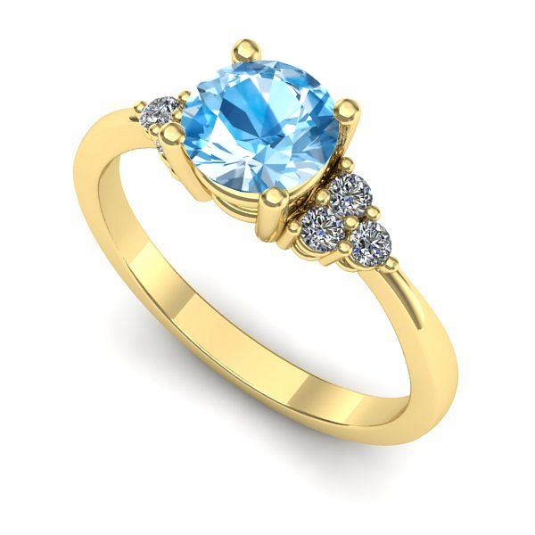 Inel de logodna din aur galben cu topaz blue