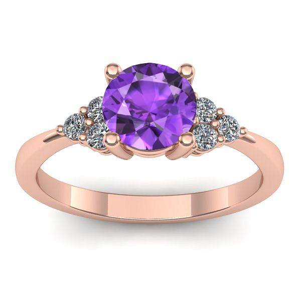 Inel de logodna cu ametist rotund