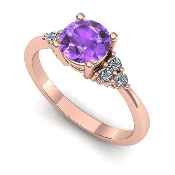 Inel din aur roz cu ametist