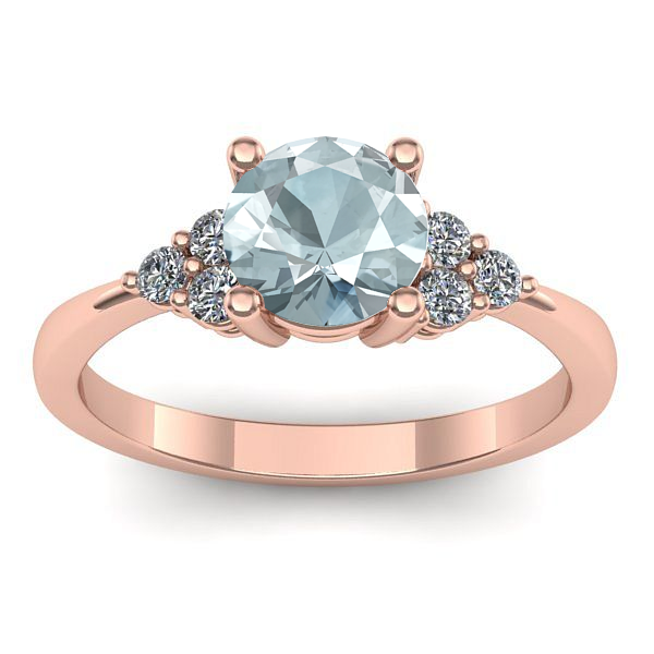 Inel de logodna cu aquamarin rotund