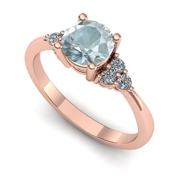 Inel din aur roz cu aquamarin