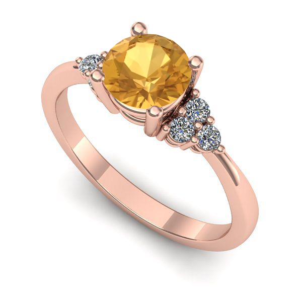 Inel logodna din aur roz cu citrin