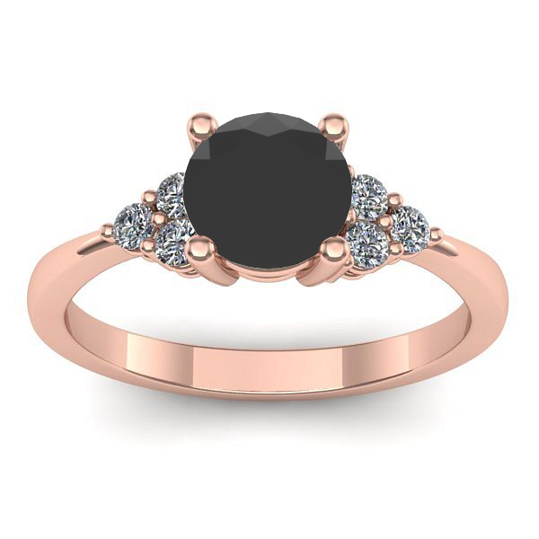 Inel de logodna cu diamant negru rotund