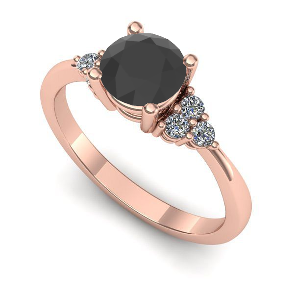 Inel de logodna din aur roz cu diamant negru