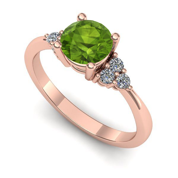 Inel de logodna din aur roz cu peridot