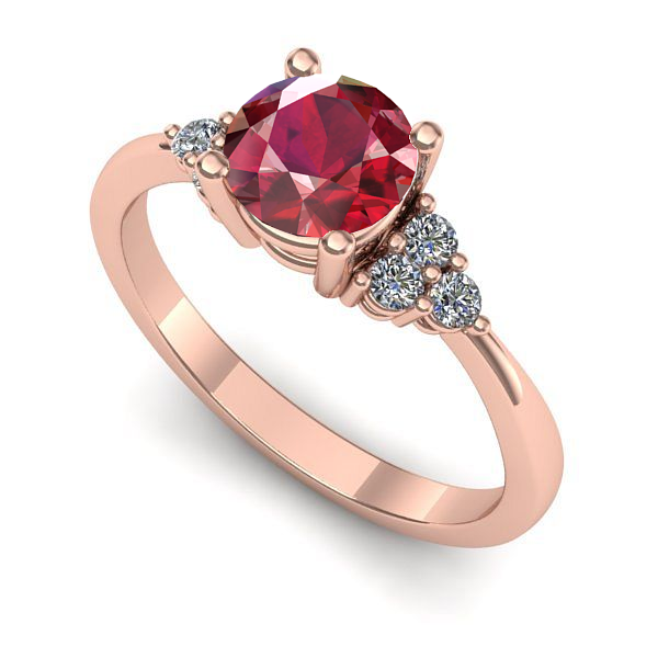 Inel de logodna din aur roz cu rubin