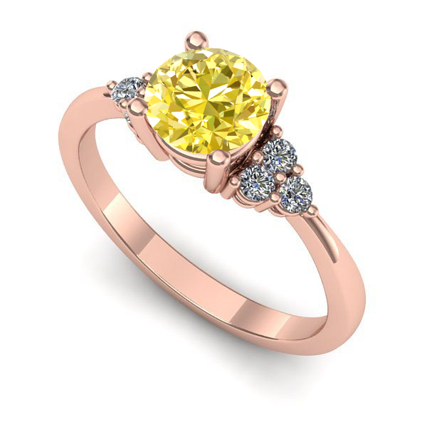 Inel de logodna din aur roz cu safir galben