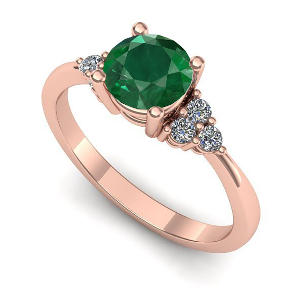 Inel de logodna din aur roz cu smarald