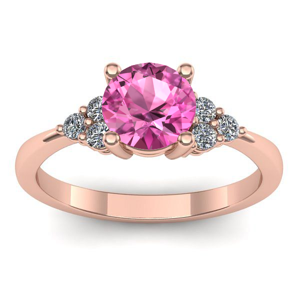 Inel logodna cu safir roz rotund