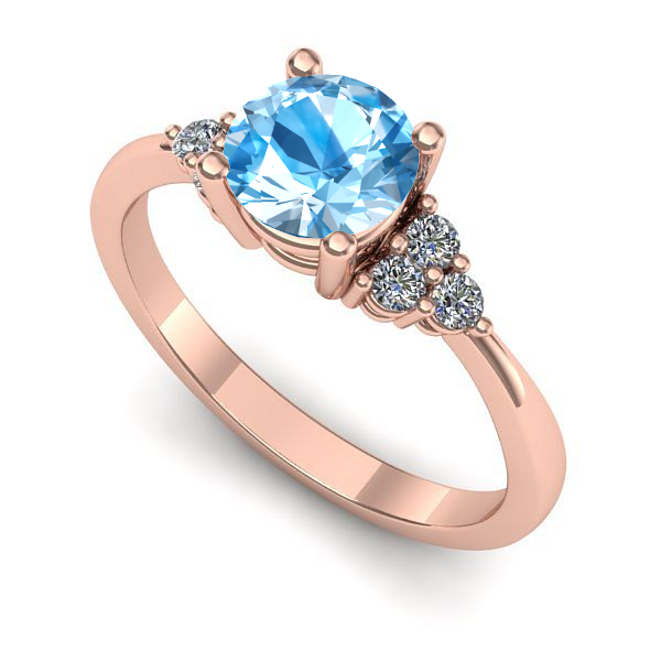 Inel din aur roz cu topaz blue