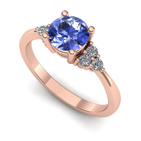 Inel logodna din aur roz cu tanzanit