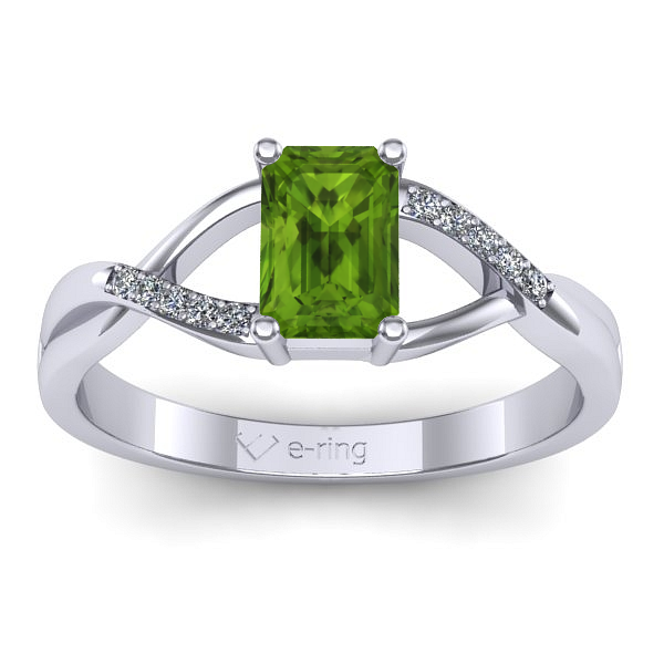 Inel de logodna cu peridot dreptunghiular