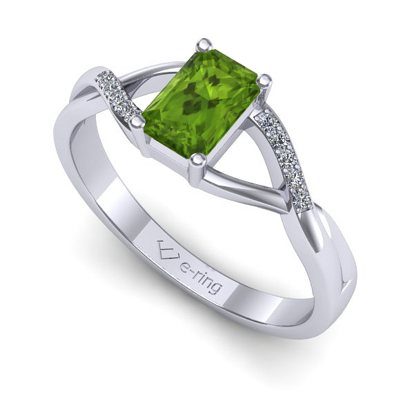 Inel de logodna din aur alb cu peridot