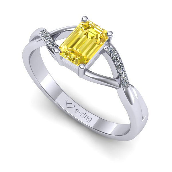 Inel din aur alb cu safir galben