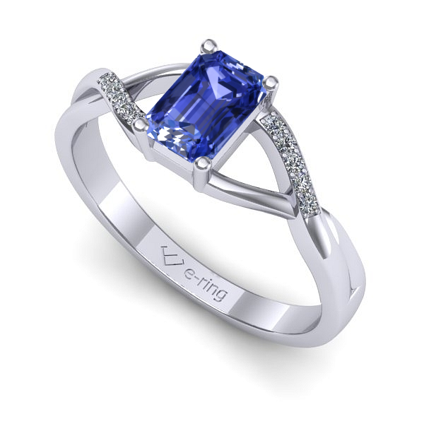 Inel de logodna din aur alb cu tanzanit
