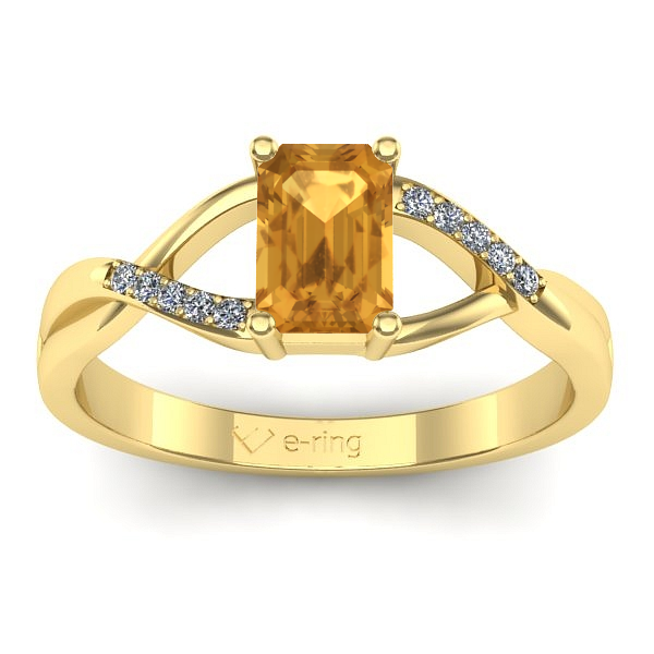 Inel logodna cu citrin dreptunghiular