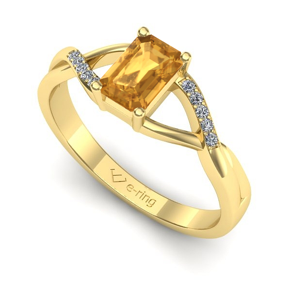 Inel de logodna din aur galben cu citrin