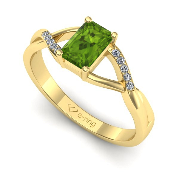 Inel logodna din aur galben cu peridot