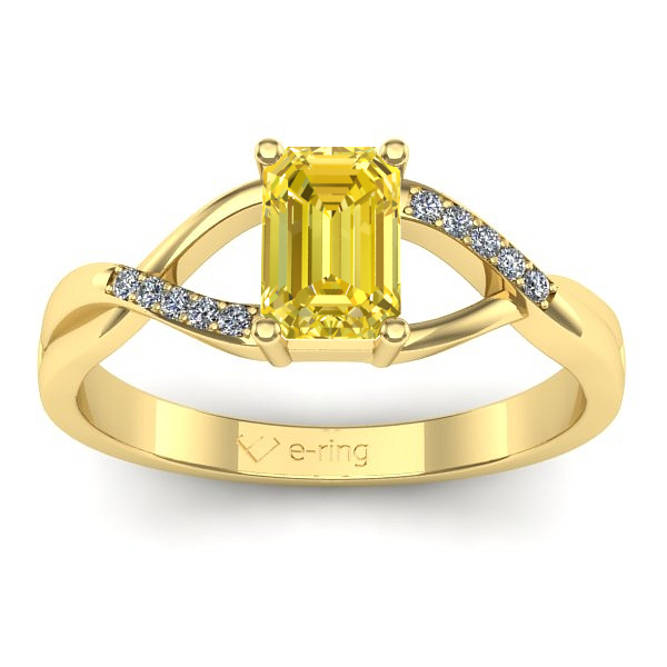 Inel logodna cu safir galben dreptunghiular