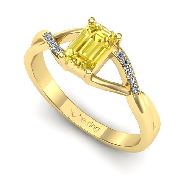 Inel de logodna din aur galben cu safir galben