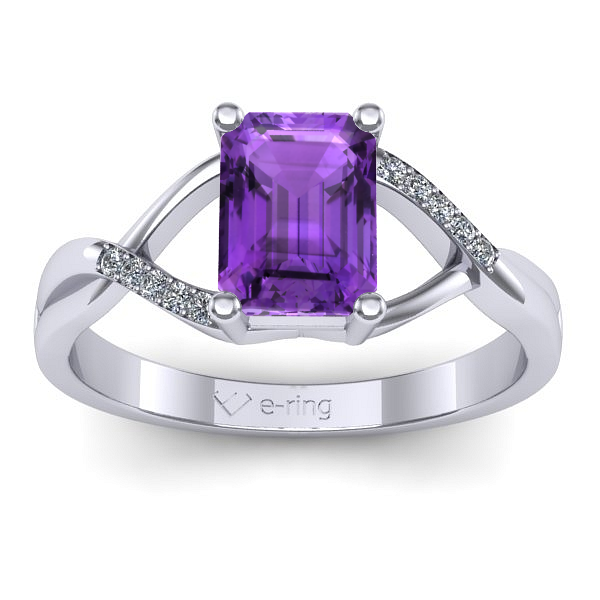 Inel cu ametist dreptunghiular