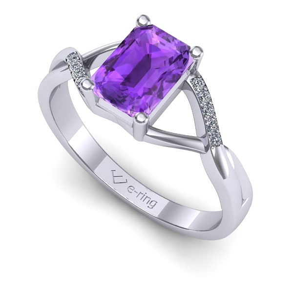 Inel din aur alb cu ametist