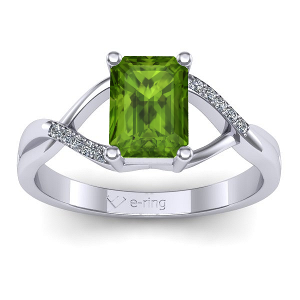 Inel de logodna cu peridot dreptunghiular