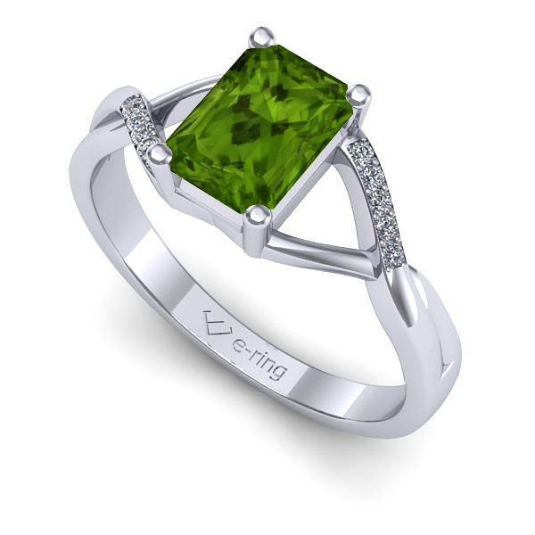 Inel din aur alb cu peridot