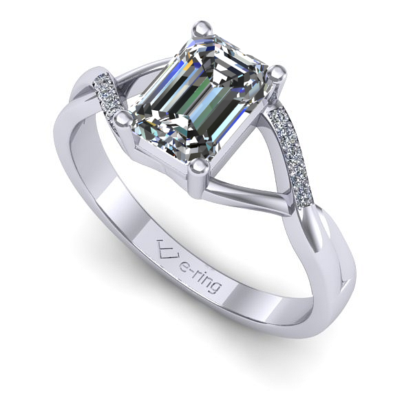 Inel logodna din aur alb cu diamant de laborator