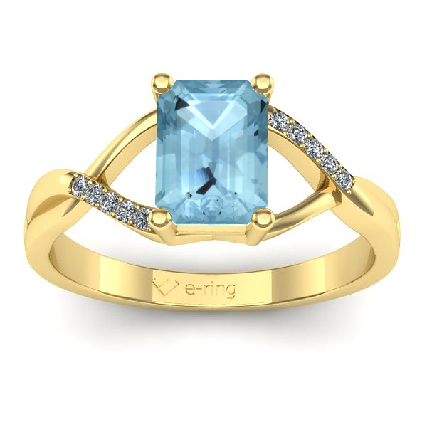 Inel cu aquamarin dreptunghiular