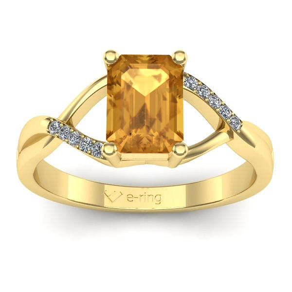 Inel cu citrin dreptunghiular