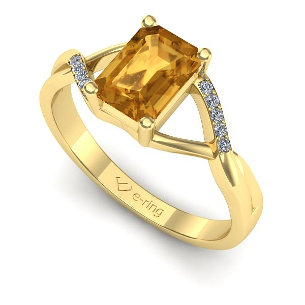 Inel din aur galben cu citrin