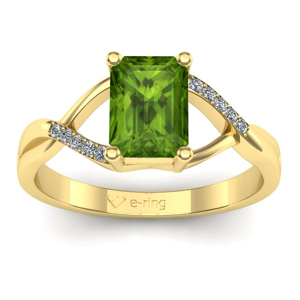 Inel cu peridot dreptunghiular